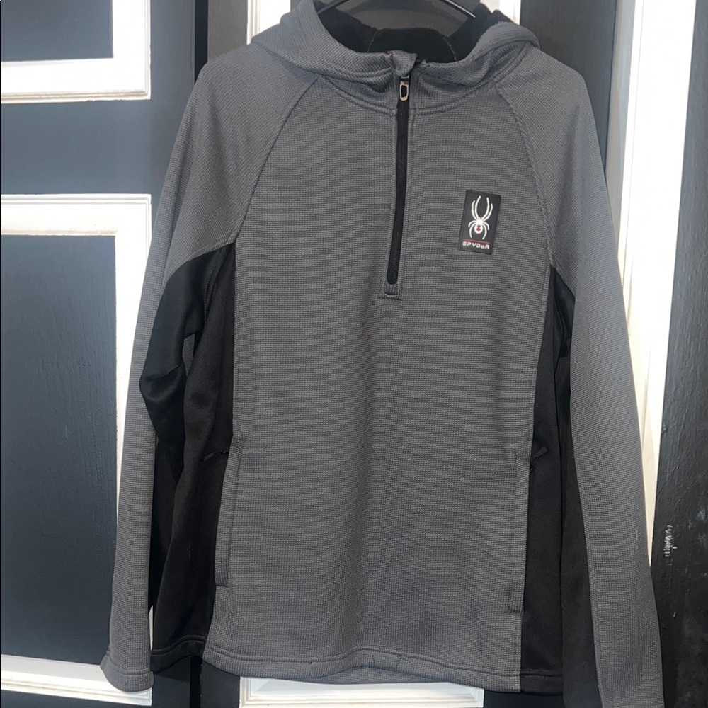 Spyder Charcoal and Black Half-Zip Hoodie- large
